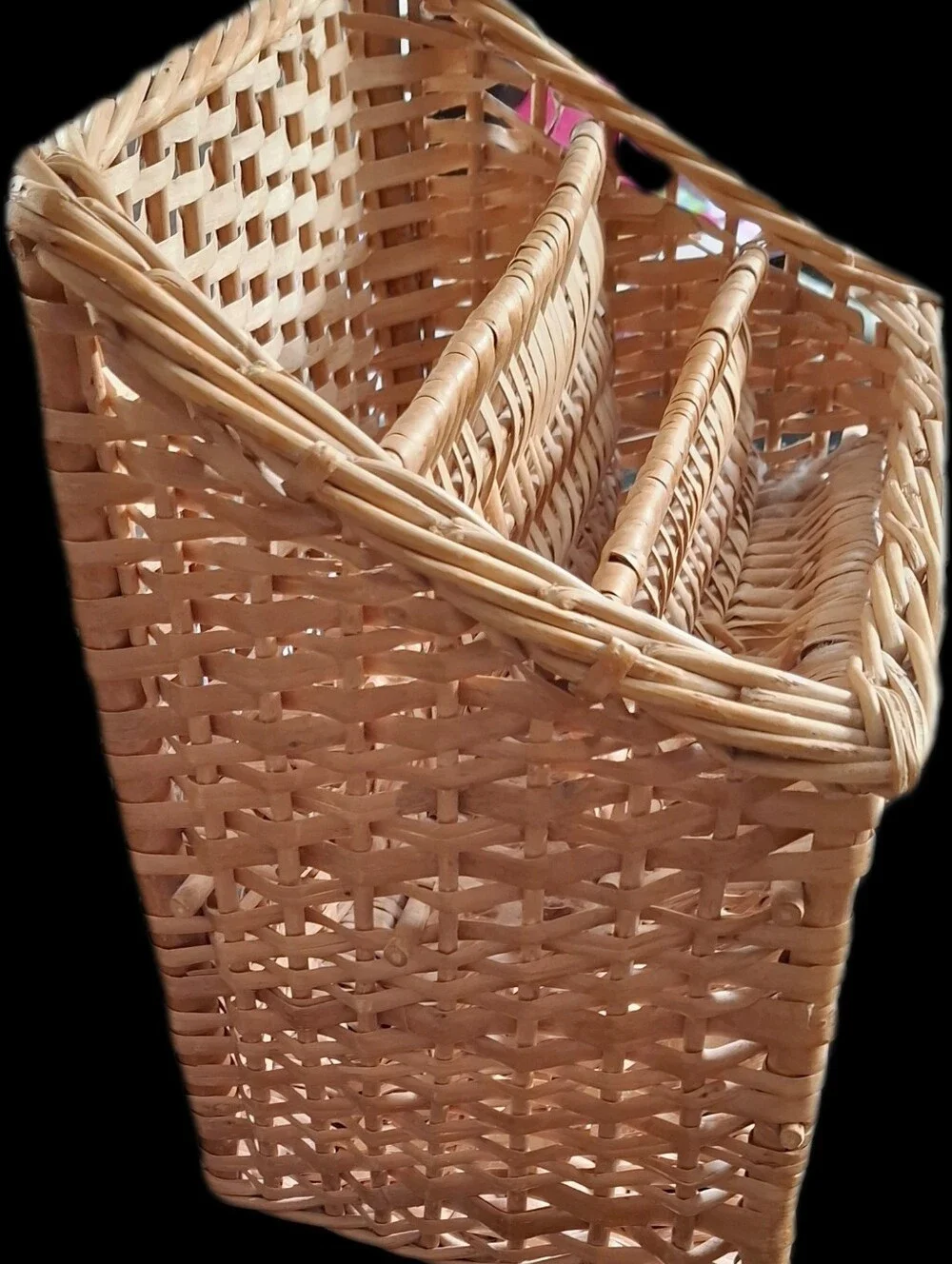 Natural Wicker 3-Tier Bamboo Storage Organizer - Tan